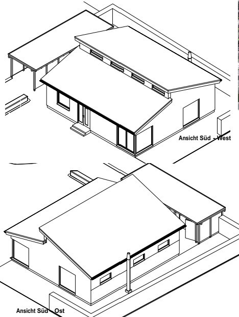 Süd-West und Süd-Ost Ansicht des Hauses